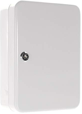 Rottner Schlüsselkassette SK 10, Zylinderschloss inkl. 2 Schlüssel, Lichtgrau, Hakenleisten verstellbar, 10 Haken, inkl. Montagematerial