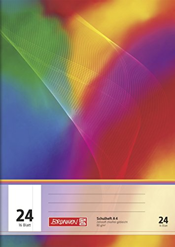 Baier & Schneider Brunnen 104492402 Schulheft A4 (16 Blatt, blanko, mit Rand, Lineatur 24)