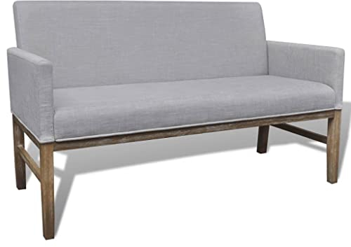 vidaXL Holz Sitzbank Stoffbezug Loungebank Wartezimmer Polsterbank + Rückenlehne
