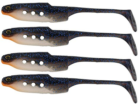Westin Hollow Teez ST 12 cm 4 Gummifische mit Paddelschwanz für Hecht Zander Barsch Angelköder Hechtköder Barschköder Zanderköder Salted Herring