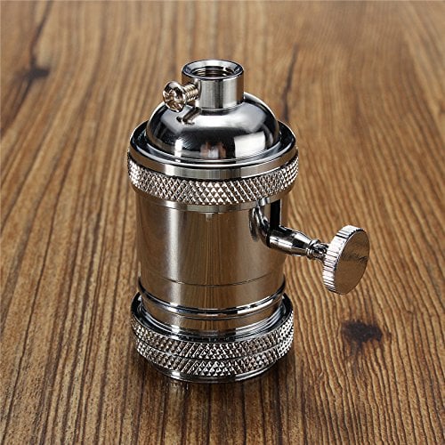 MASUNN E26/E27 Rétro Vintage Edison Industriel Lampe À Ampoule Douille avec Interrupteur-Chrome