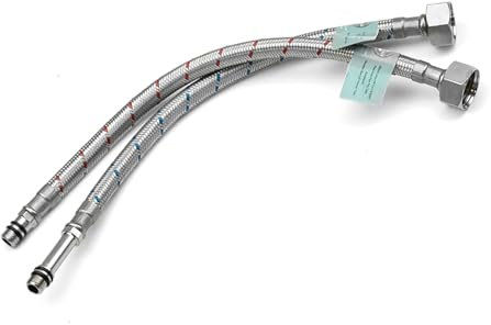 Xcel Home™ 2 x M10 x 1/2 BSP (300mm) Flexible Tap Connectors | Kitchen Sink/Bathroom Basin Monobloc Mixer Flexi Pipes Tails (Short Male End)