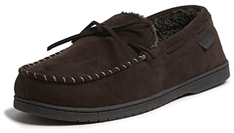 Dearfoams Herren Toby Microsuede Moccasin with Tie SlipperHausschuh