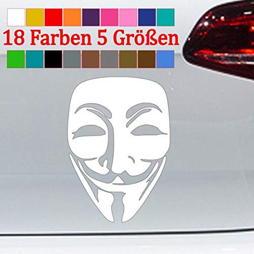 Generic Anonymous Aufkleber Golf Maske Auto Hack Guy Fawkes Sticker 18 Farben 5 Größen