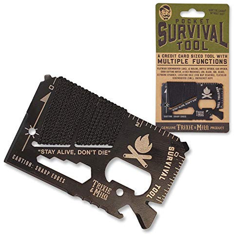 Pocket Survival Tool - Unique Gifts For Men - Cool Gadgets For Men - Tools For Men - Bottle Openers - Camping Gadgets - Keychain Tool - Pocket Tool - Credit Card Multitool - Trixie and Milo