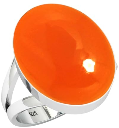 Jeweloporium 925 Sterling Silber Ringe für Damen Orange Echt Karneol Edelstein Handgefertigt Silber Ringe Größe 57(18.1) Jubiläum - Geschenk Mode Schmuck
