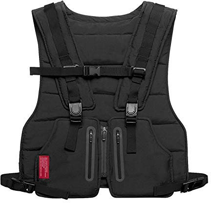 MASII Gilet Tactique Multifonctionnel Imprimant Le Costume De Formation Réfléchissant De Formation De Gilet Protecteur Extérieur,Black
