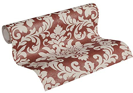 Livingwalls Vliestapete Diamonds Tapete mit Ornamenten barock 10,05 m x 0,53 m beige metallic rot Made in Germany 372705 37270-5