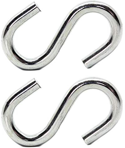 Screws City Heavy Duty S Hook 8mm Thick Hammock S-Hook (Pack of 2) up to 250kg