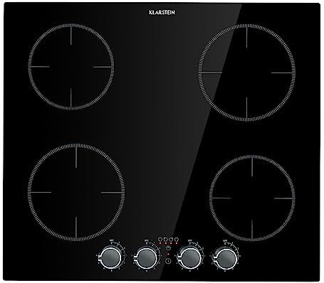 Klarstein Placa Vitroceramica, Placa Vitrocerámica Electrica 6000W, Vitro Eléctrica 4 Fuegos, Placas Vitro Electrica Cocina, Placa Cocina 4 Fogones, Vitroceramicas, Encimera Electrica Cocinas