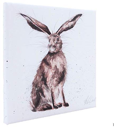 Wrendale Designs 'Good Hare Day' Hase drucken auf Weiße quadratische Leinwand 20 Zentimeter