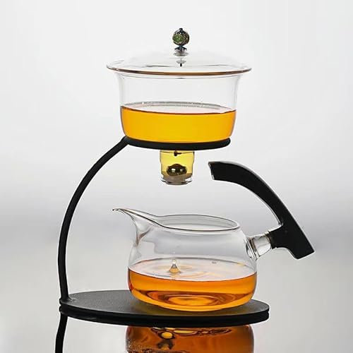 PAYNAN Kreative Glas-Teekanne Haushalt Glas Blume Teekanne Lazy Semi Automatik Teetasse Teeset