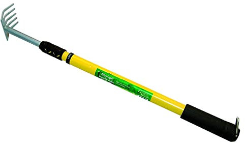 Unibos Carbon Steel Telescopic Extendable Garden Rake Tool with Soft Grip Handle