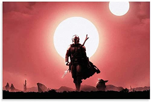 GPEIHANG Poster Und Gedruckte Star Wars The Mandalorian Mando and The Child für die Dekoration des Esszimmers Leinwand Malerei Wandkunst Bilder 23.6x35.4(60x90cm) Kein Rahmen
