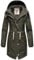 Navahoo Damen Übergangsjacke Regenmantel wasserdicht lang mit Kapuze Tropical Stormoo Oliv Gr. M