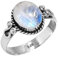 Jeweloporium Silberring mit weißem Mondstein, Größe 68 (21,6), 925er Sterlingsilberring für Damen, echter ovaler Stein, handgefertigter Schmuck