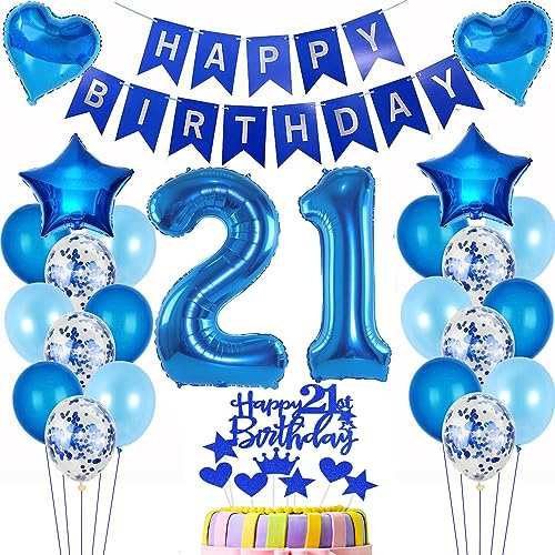 deko 21. geburtstag Mann deko blau ballon 21. geburtstag deko Mann Tortendeko 21 Geburtstag dekoration Mann geburtstagsdeko 21 jahre Mann Junge kuchen deko 21 geburtstags luftballon 21 deko Männer