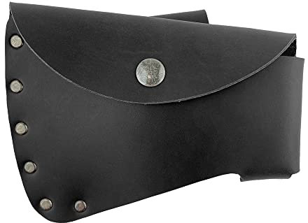 Valhalla Gear, Axe Head Sheath Handmade from Full Grain Leather - Protector Case Cover, Hatchet Blade Safety Sleeve, Camping Accessory, Lumberjack Outdoors Work Essentials (Charcoal Black)