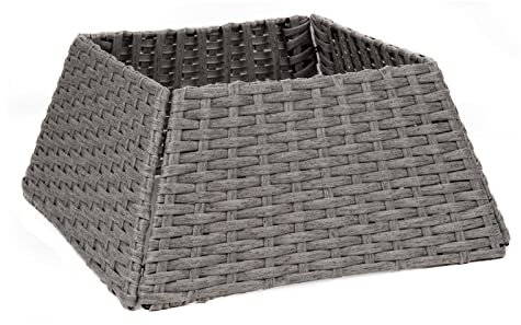 Christmas Tree Skirt Square Rattan Folding - Greige (Grey/Beige) 48cm