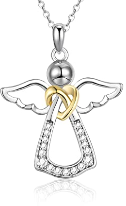 CRASLYMO Schutzengel Kette 925 Silber Halskette Engel Anhänger Geburtstag Geschenke für Frauen Mädchen Kinder