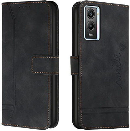 Bravoday Hülle für VIVO Y72 5G / IQOOZ3 5G / Y53S / Y52 5G, PU Ledertasche Handyhülle Flip Schutzhülle Kompatibel mit VIVO Y72 5G, mit Kartenfäch & Kickstand, Schwarz