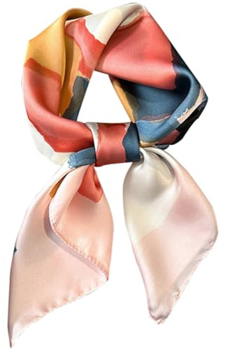 kcctoo 27.5 Mulberry Silk Feeling Head Scarf Women's Fashion Square Neck Satin Scarfs for Bag Hair Scarves Gift(B1)