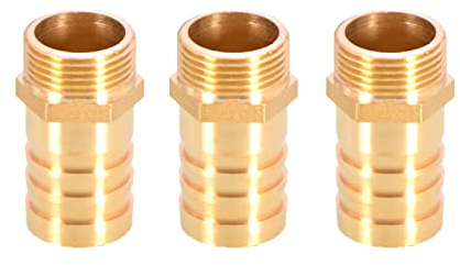 Lot de 3 raccords de tuyau cannelés en laiton 25 mm vers 1,9 cm mâle BSP fileté adaptateur de tuyau