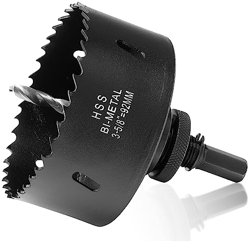 Scie cloche de 92 mm pour métal et bois, HSS bi-métal avec profondeur de coupe de 40 mm, pour acier, fer, aluminium, plafonds, cloison sèche et plaques de plâtre