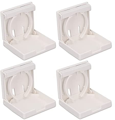 Porte-gobelet de Bateau 4 Pièces, Porte-gobelet Pliable Réglable avec Fixation Murale à Vis, Porte-Bouteille d'eau de Voiture pour Voitures Camions Camping-Cars Autos Bateaux (Blanc)