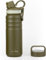 GRANDTIES 2 Lids Sports Stainless Steel Water Bottles – Wide Mouth Vacuum Insulated Reusable Leak Proof BPA-Free Travel Metal Canteen, Thermal Bottles for Men Women Gym (Olive Green 24 oz)