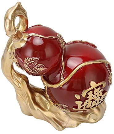 Zerodis Statue de gourde en résine rouge pour richesse et paix en Feng Shui chinois avec tapis antidérapant pour salon et bureau