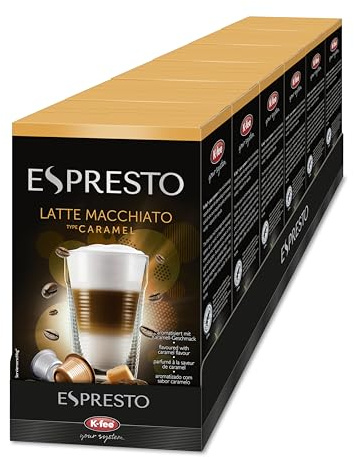 ESPRESTO Latte Macchiato Caramel, 48 Kaffeekapseln & 48 Milchkapseln | kompatibel mit K-fee & ALDI EXPRESSI* | RFA zertifiziert | süß & harmonisch
