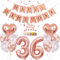 Conruich Deko 36. Geburtstag Frau, Rosegold Tortendeko Geburtstag 36 Jahre Frauen, Geburtstagsdeko 36 Jahre Frau, Rosegold Ballon 36 Geburtstag Mädchen, Happy Birthday Banner Deko 36 Geburtstag Frauen