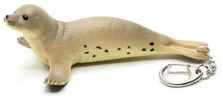 Miniblings Robbe Schlüsselanhänger Kegelrobbe Heuler Seehund Punkte - Handmade Modeschmuck I Anhänger Schlüsselring Schlüsselband Keyring