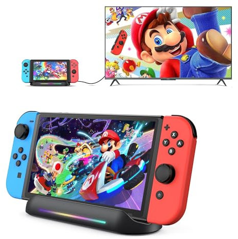 Switch TV Dock, Switch Docking Station Compatibile con Nintendo Switch/Switch OLED, 5-in-1 Switch dock stand portatile, porta HDMI, USB 2.0, porta Type-C
