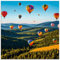 ARTland Wanddeko Glasbilder Wandbild Glas Bild einteilig 40x40 cm Quadratisch Landschaften Idyll Berge Wald Ballons Heißluftballon KI Kunst U4YK