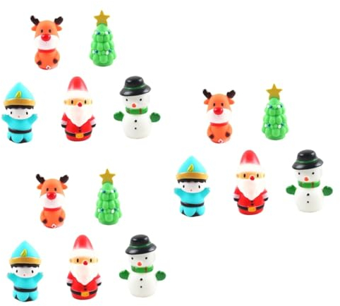 ABOOFAN 15 STK Weihnachts-fingerlinge Puppe Weihnachtsspielzeug Tütenfüller Fingerspielzeug Strumpf Stuffer Leckereien Spielzeug Für Babys Babygeschenke Lustig Kind Vinyl Fingerbett