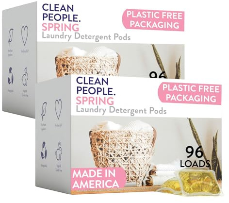 Clean People Laundry Washing Capsules - Recyclable Packaging, Hypoallergenic, Stain Fighting - Ultra Concentrated, Laundry Soap - Spring Scent, 192 Pack
