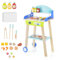 RELAX4LIFE Set di Grill per Barbecue Giocattolo, Set da Cucina in Legno con Ruote e 21 Accessori, Gioco Barbecue Interattivi per Bambini 3 4 5 6 Anni