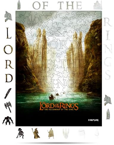 Crafthub Lord of The Rings Wooden Puzzles for Adults – A3 Size with 205 Pieces Wood Puzzles – The Gates of Argonath – Jigsaw Puzzles with Unique Shapes – 14.3 x 10.7