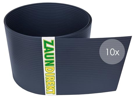 Zaundirekt Sichtschutzstreifen Hart-PVC 2525 x 190 mm Sichtschutz für Gittermattenzäune (10, anthrazit)