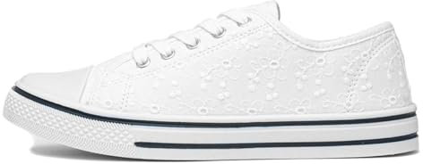 Red Fish Meru Womens White Floral Canvas Shoe - Size 9 UK - White