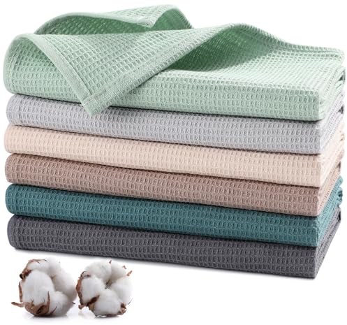 Jogoico Strofinacci Cucina 100% Cotone (Set di 6), Canovacci Cucina 65 x 45 cm, Asciugamani da Cucina Super Assorbenti, Stracci Cucina Per Tavolo da Pranzo, Lavabili in Lavatrice-Multicolore