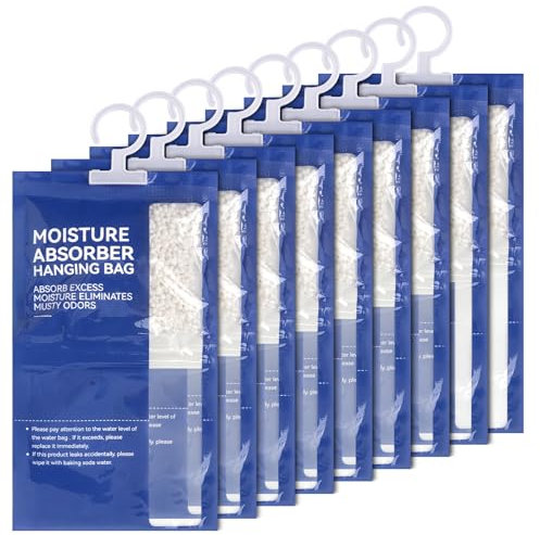 GALOZZOIT 9 Pack Bolsas Antihumedad Armarios,Deshumidificadores Armarios,Absorbentes de Humedad para Colgar para Armario Trastero Absorbe la Humedad Evitando Moho