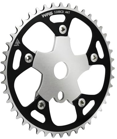 WFS Pulsar WFS3080-BO Kettenblatt mit Spinnen-Ritzel, 44T, 110 mm, BCD 5 Armloch, Old School BMX, Schwarz