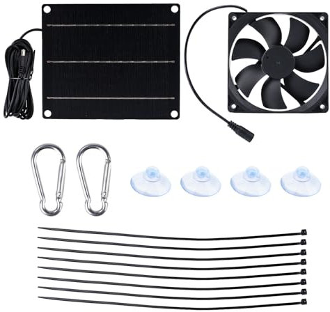 Buyweek Solar Ventilator 6W Solar Lüfter IP65 Wasserdichter mit Solarpanel 12V und Kabel 3M Solar Ventilatoren Outdoor für Gewächshaus Belüftung Schuppen Hühnerstall Haustier Häuser Fenster Auspuff
