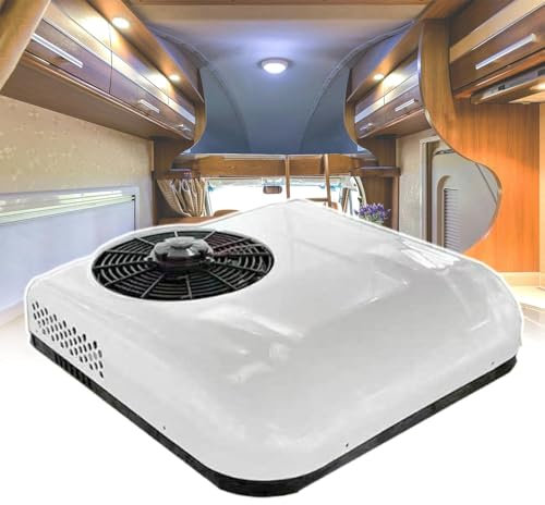 RayGenius Climatiseur De Toit éLectrique pour Camping-Car, Climatiseur De Parking 12v/24v pour Minivans, Climatiseur pour Camping-Car,12VDC-White