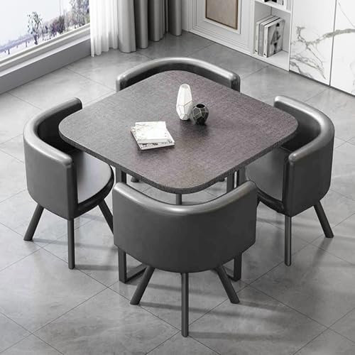 XFZJCHAP Moderner Square Conference Tisch für 4 mit Stuhl Büromöbel Set für Geschäftstreffen Empfangsraum Lounge Club Tisch graue Farbe