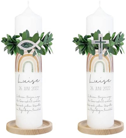 RunFar shop 2pcs Tropfschutz Kommunionkerze Taufkerzen Tropfschutz Kerzenkranz Kommunion Kerze Kerzenring Kommunionkerze Tropfenfänger Kerze Fisch Kreuz Deko für Taufkerze Kommunionkerze Hochzeitkerze