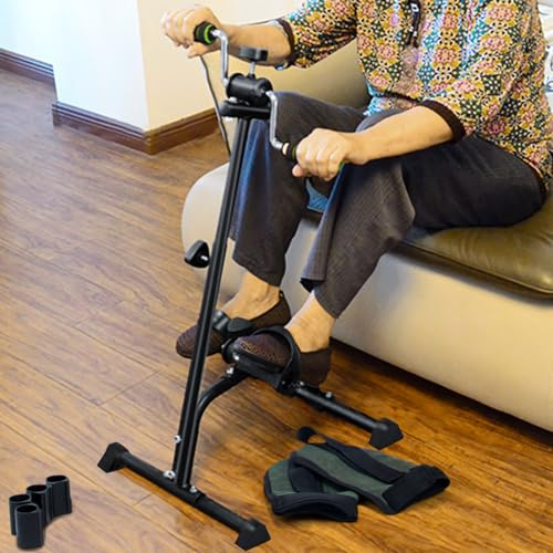 Elderly Exercise Bike, Pedaltrainer für Senioren, Arm Bein Bewegungstrainer, Heimtrainer höhenverstellbar, kompaktes Fitnessgerät zuhause, Faltbarer Heim-Beintrainer für Reha-Übungen